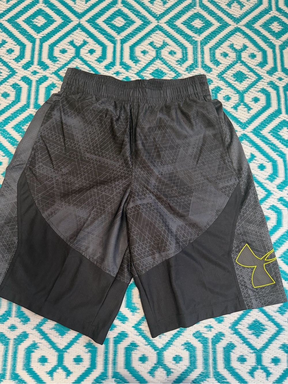Under Armour Men’s HeatGear Loose Athletic Shorts Size M Black Gray Neon Logo